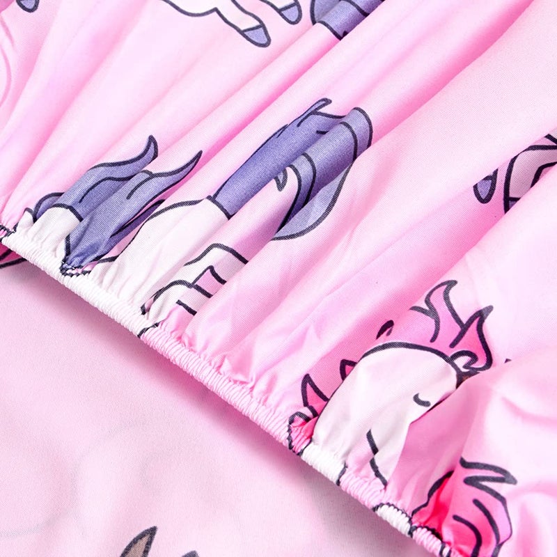 NATURETY Bedding Fitted Sheet with Deep Pocket Animals Printed Thicken Soft Fabric Bed Sheets (Pink(Unicorn)  Twin) - Image 5